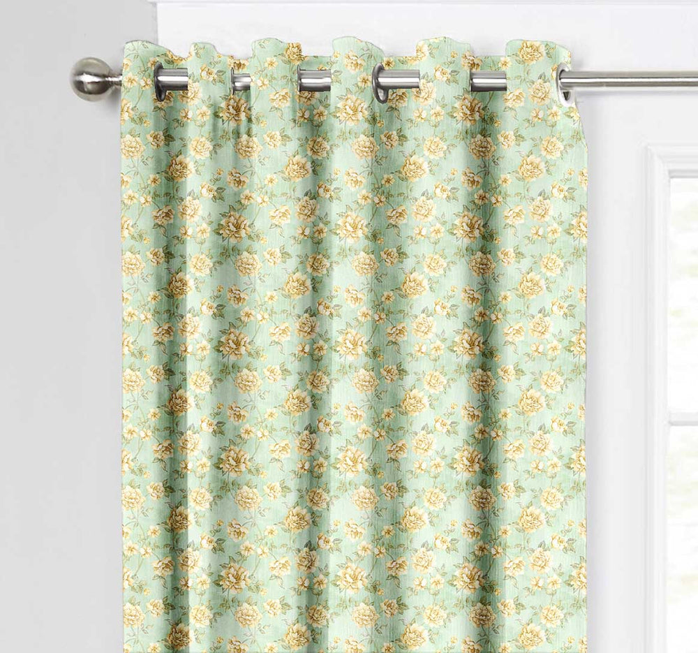 Ultimate Trends Premium Polyester Fancy Floral Curtain For Home Décor Mint Green Color, 1 Piece