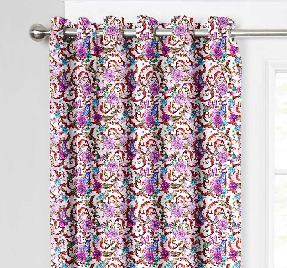 Ultimate Trends Premium Polyester Fancy Floral Curtain For Home Décor Pink Color, 1 Piece