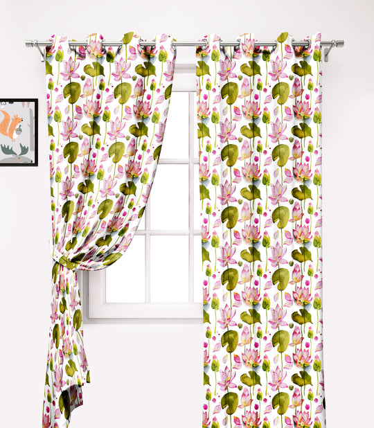 Ultimate Trends Premium Polyester Fancy Floral Curtain For Home Décor White and MultiColor, 1 Piece