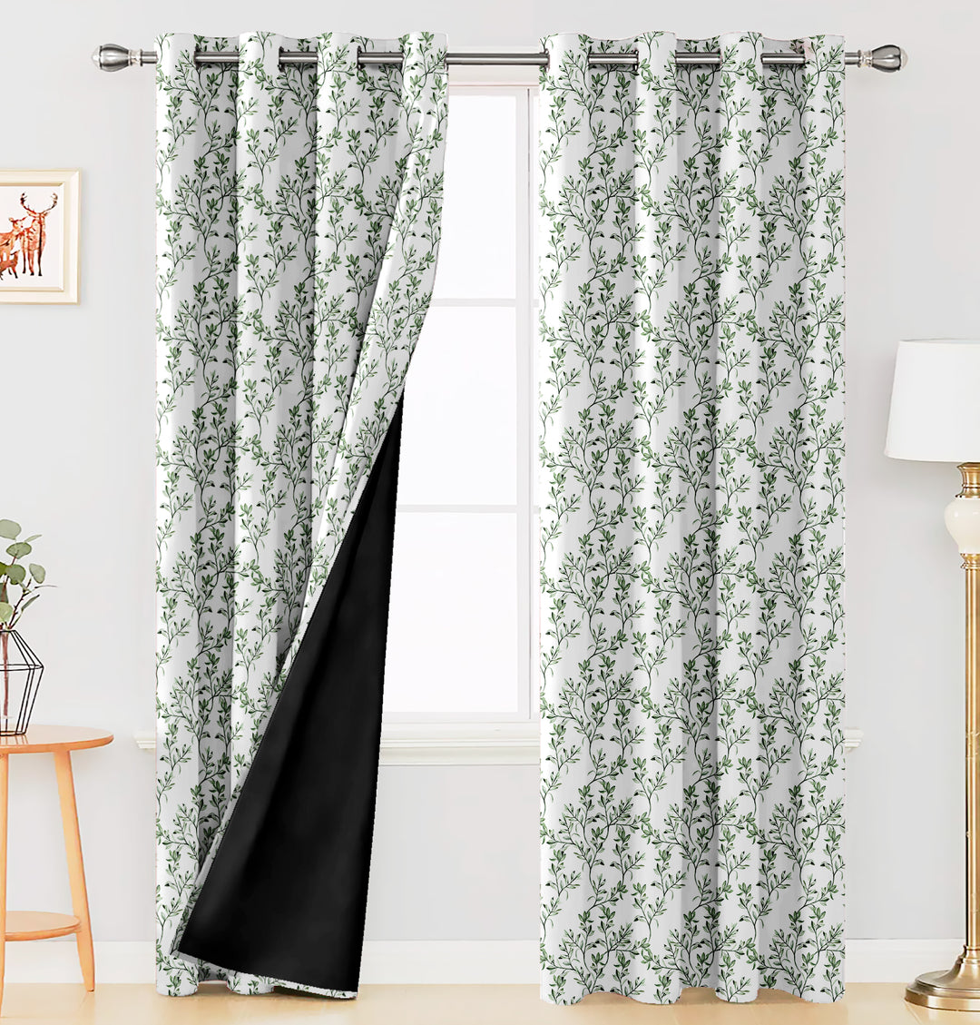 Ultimate Trends Premium Polyester Fancy Floral Curtain For Home Décor White and Green, 1 Piece