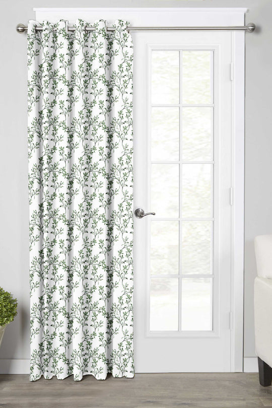 Ultimate Trends Premium Polyester Fancy Floral Curtain For Home Décor White and Green, 1 Piece