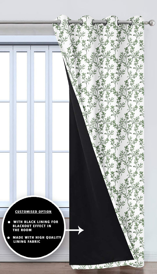 Ultimate Trends Premium Polyester Fancy Floral Curtain For Home Décor White and Green, 1 Piece