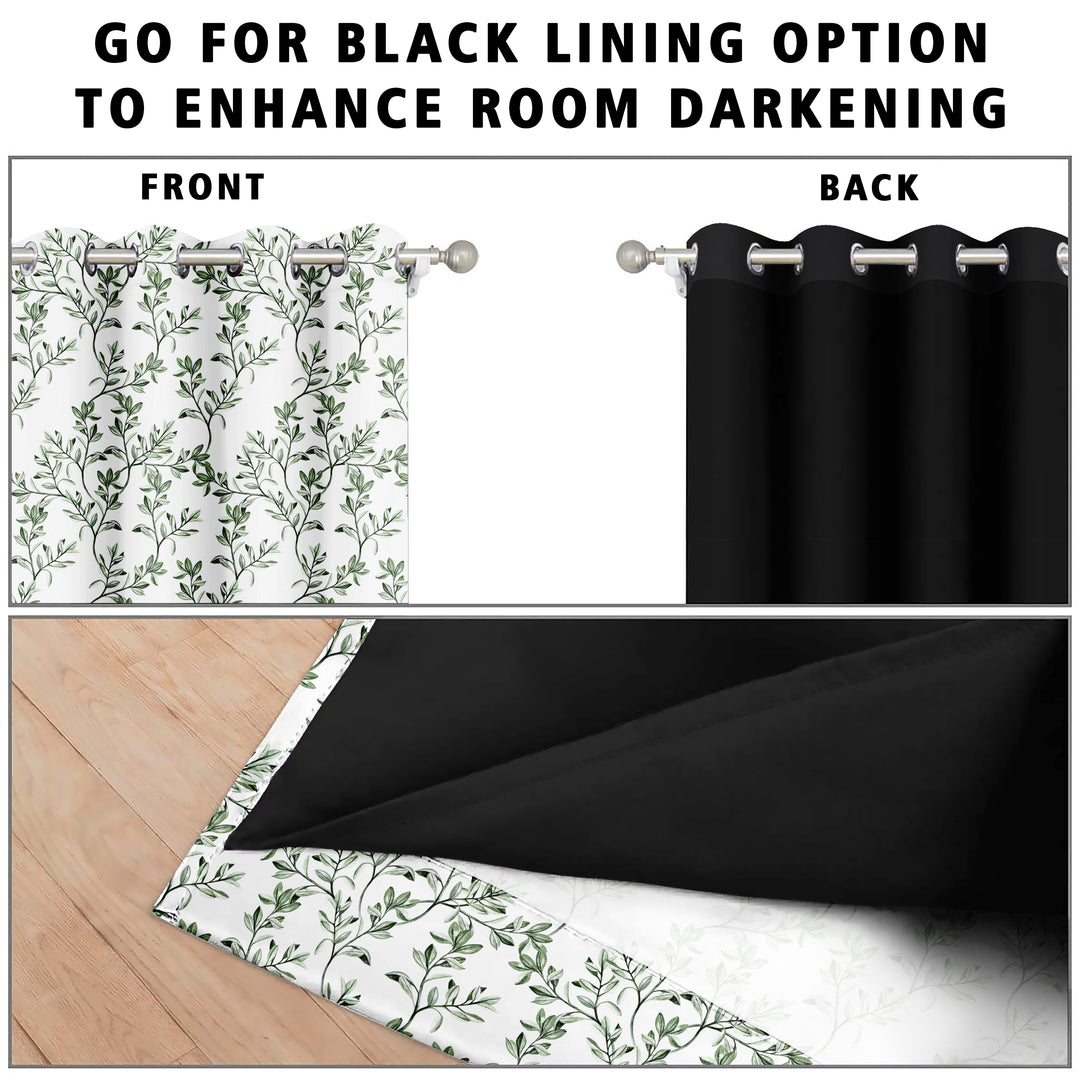 Ultimate Trends Premium Polyester Fancy Floral Curtain For Home Décor White and Green, 1 Piece