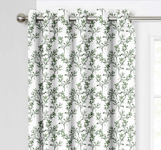 Ultimate Trends Premium Polyester Fancy Floral Curtain For Home Décor White and Green, 1 Piece