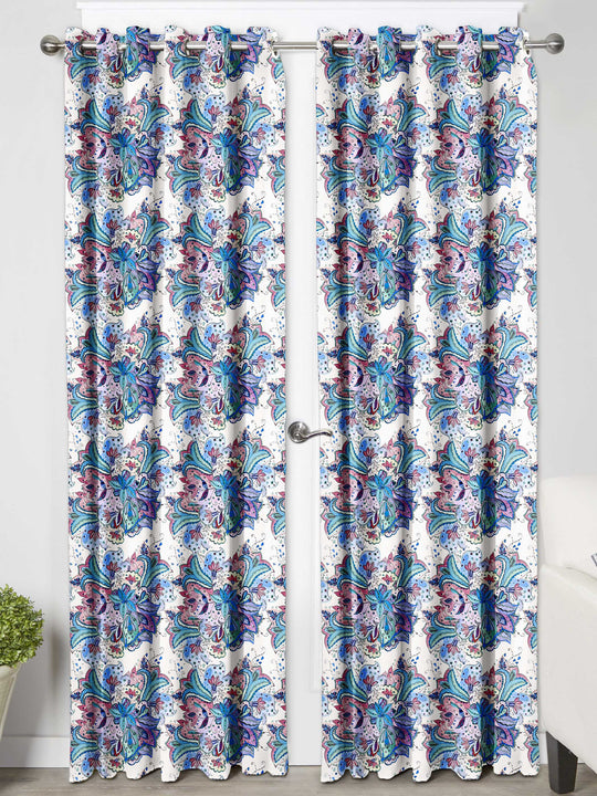 Ultimate Trends Premium Polyester Fancy Floral Curtain For Home Décor Peacock Blue, 1 Piece