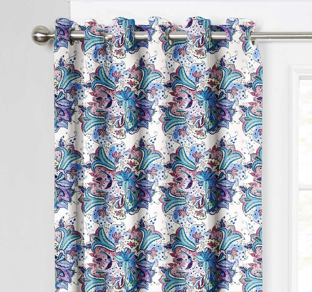 Ultimate Trends Premium Polyester Fancy Floral Curtain For Home Décor Blue Color, 1 Piece