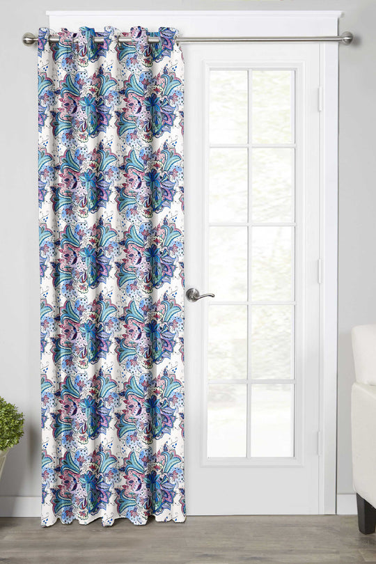 Ultimate Trends Premium Polyester Fancy Floral Curtain For Home Décor Peacock Blue, 1 Piece