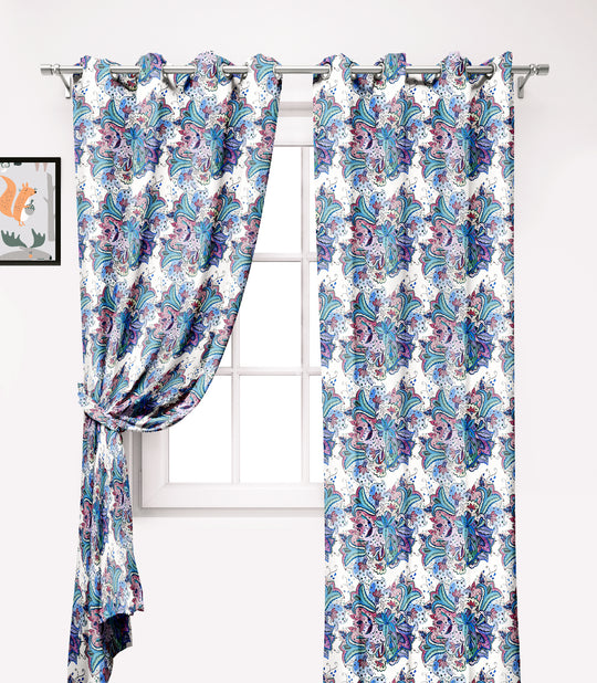 Ultimate Trends Premium Polyester Fancy Floral Curtain For Home Décor Peacock Blue, 1 Piece