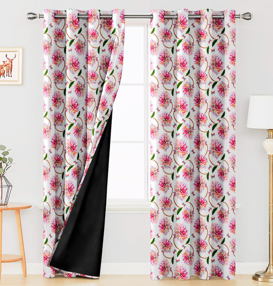 Ultimate Trends Premium Polyester Fancy Floral Curtain For Home Décor Pink Color, 1 Piece