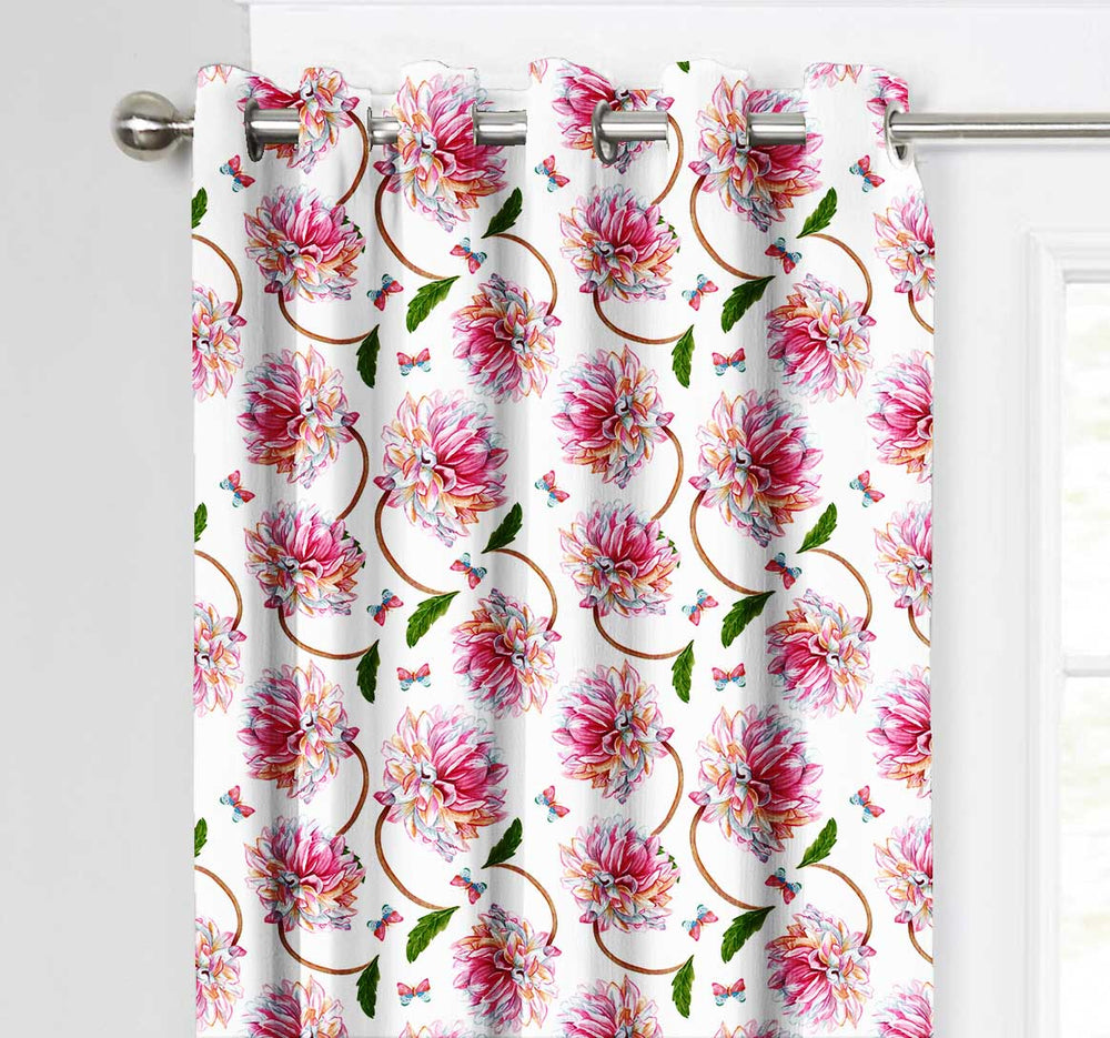 Ultimate Trends Premium Polyester Fancy Floral Curtain For Home Décor Pink Color, 1 Piece