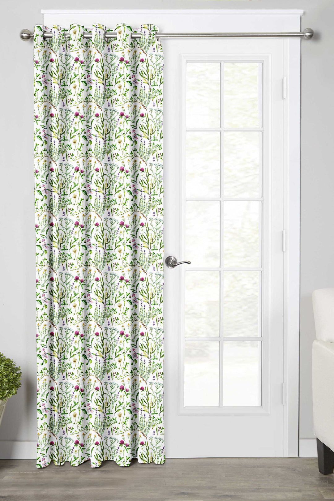 Ultimate Trends Premium Polyester Fancy Floral Curtain For Home Décor White and Green Color, 1 Piece