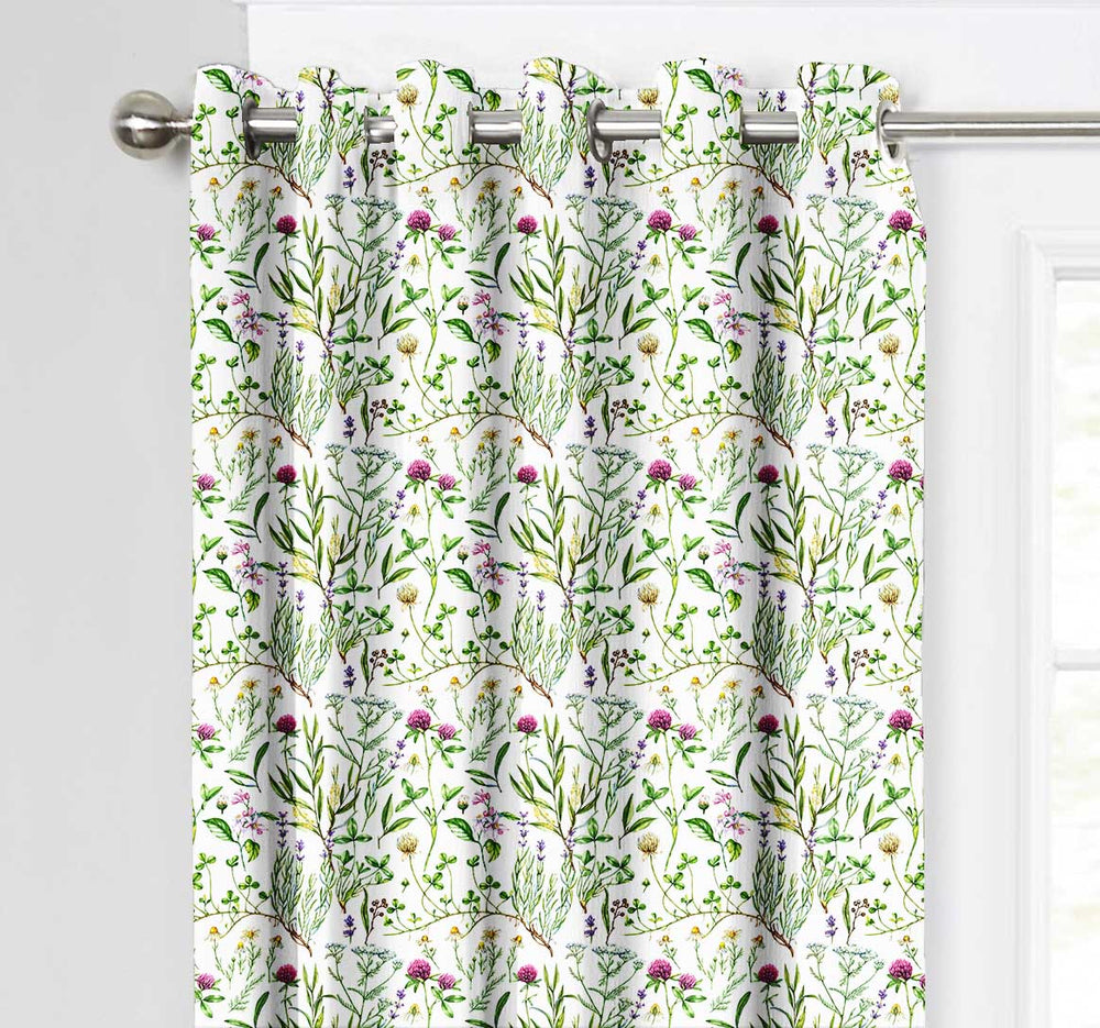 Ultimate Trends Premium Polyester Fancy Floral Curtain For Home Décor White and Green Color, 1 Piece