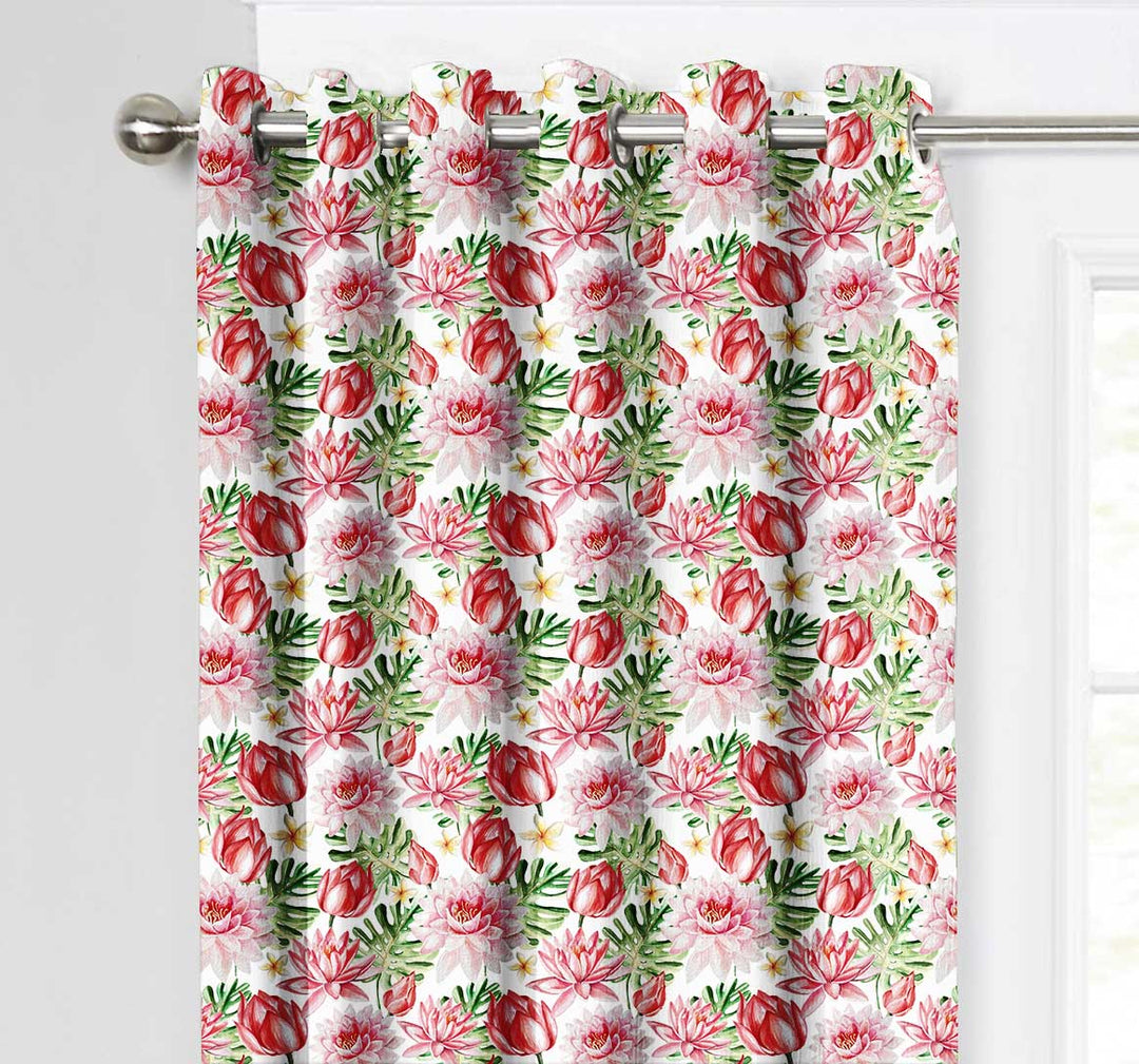 Ultimate Trends Premium Polyester Fancy Floral Curtain For Home Décor Red Color, 1 Piece