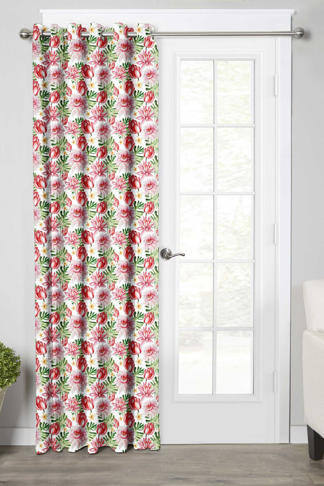 Ultimate Trends Premium Polyester Fancy Floral Curtain For Home Décor Red Color, 1 Piece