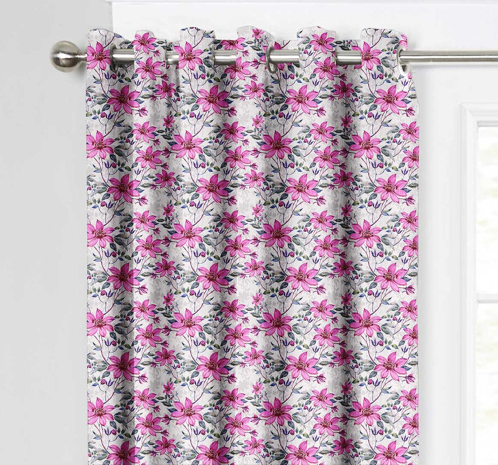 Ultimate Trends Premium Polyester Fancy Floral Curtain For Home Décor Pink Color, 1 Piece