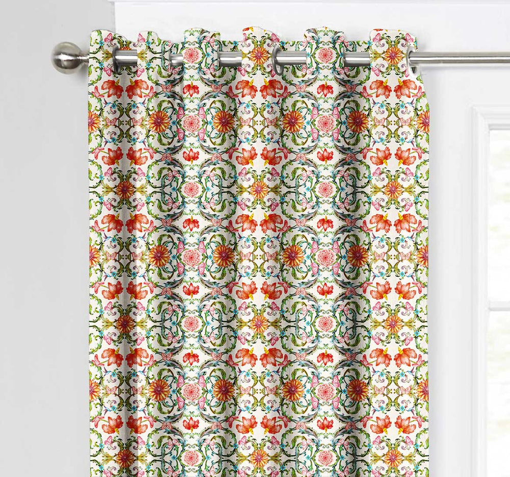 Ultimate Trends Premium Polyester Fancy Floral Curtain For Home Décor Red and Green Color, 1 Piece