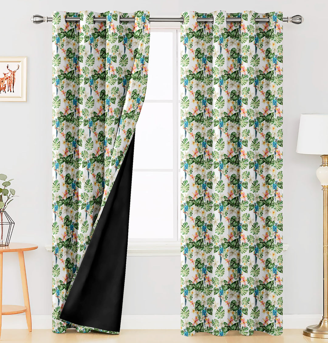 Ultimate Trends Premium Polyester Fancy Floral Curtain For Home Décor White and Green Color, 1 Piece