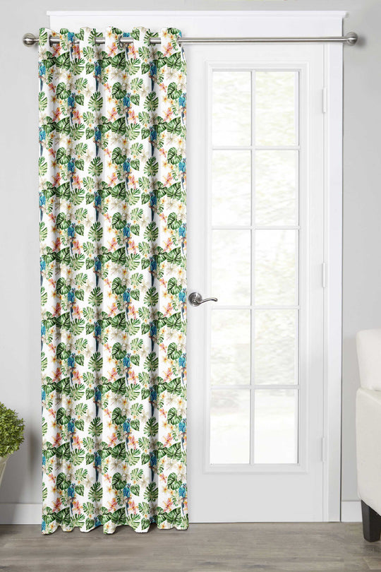 Ultimate Trends Premium Polyester Fancy Floral Curtain For Home Décor White and Green Color, 1 Piece