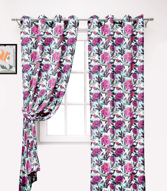 Ultimate Trends Premium Polyester Fancy Floral Curtain For Home Décor Pink Color, 1 Piece