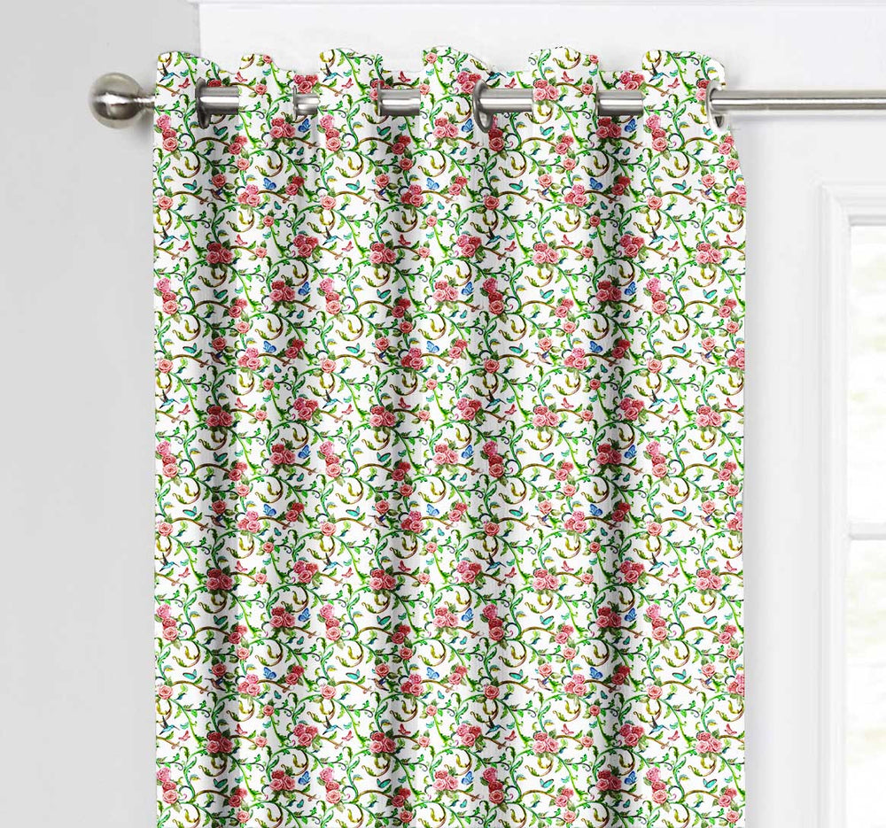 Ultimate Trends Premium Polyester Fancy Floral Curtain For Home Décor Green Color, 1 Piece