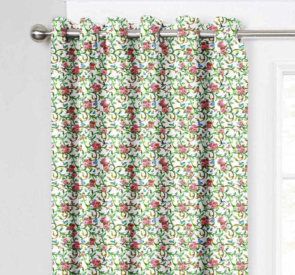 Ultimate Trends Premium Polyester Fancy Floral Curtain For Home Décor Mint Green Color, 1 Piece