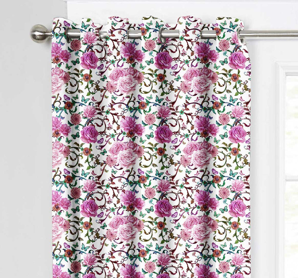 Ultimate Trends Premium Polyester Fancy Floral Curtain For Home Décor Pink Color, 1 Piece