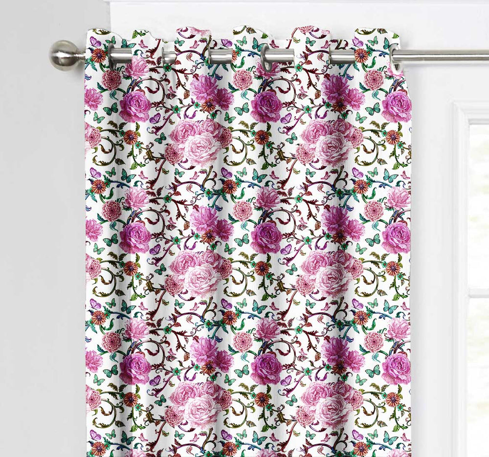 Ultimate Trends Premium Polyester Fancy Floral Curtain For Home Décor Light Pink Color, 1 Piece