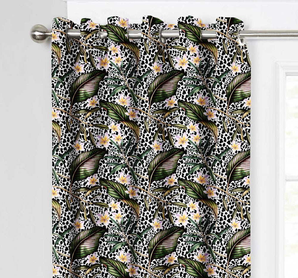 Ultimate Trends Premium Polyester Fancy Floral Curtain For Home Décor Black Color, 1 Piece