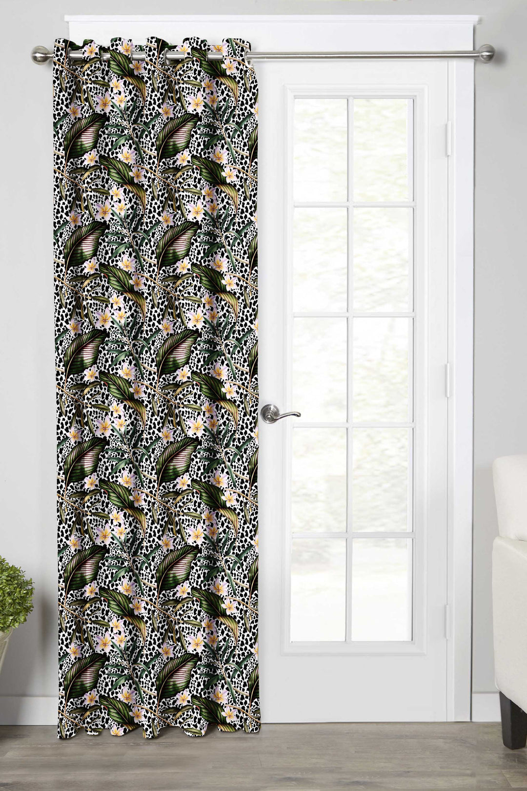 Ultimate Trends Premium Polyester Fancy Floral Curtain For Home Décor Black and Green Color, 1 Piece