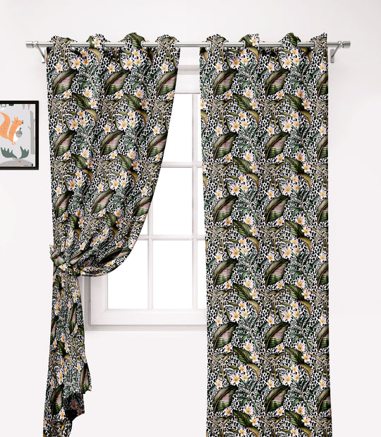 Ultimate Trends Premium Polyester Fancy Floral Curtain For Home Décor Black and Green Color, 1 Piece