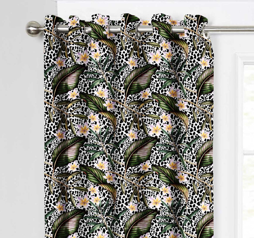 Ultimate Trends Premium Polyester Fancy Floral Curtain For Home Décor Black and Green Color, 1 Piece