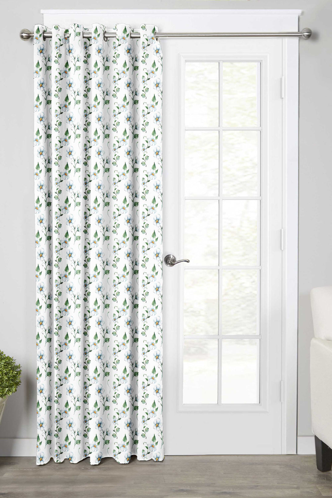 Ultimate Trends Premium Polyester Fancy Floral Curtain For Home Décor White Color, 1 Piece