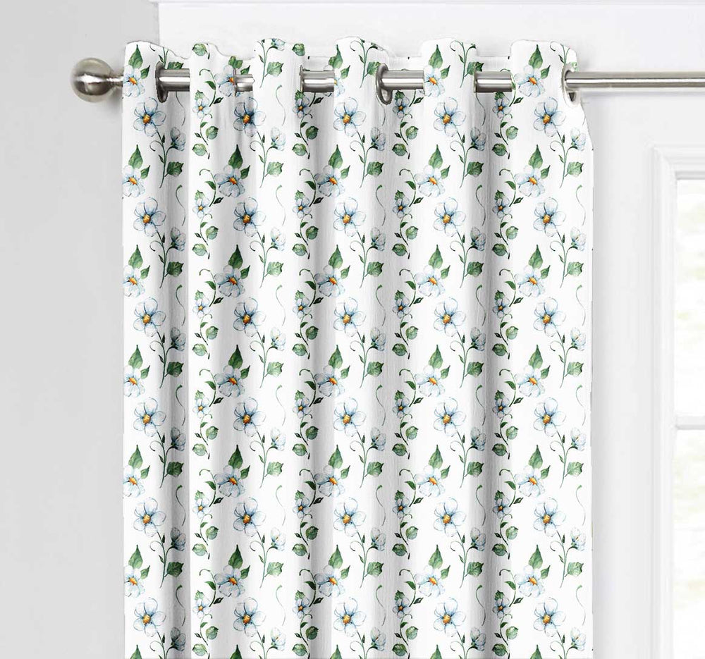 Ultimate Trends Premium Polyester Fancy Floral Curtain For Home Décor Green and White Color, 1 Piece