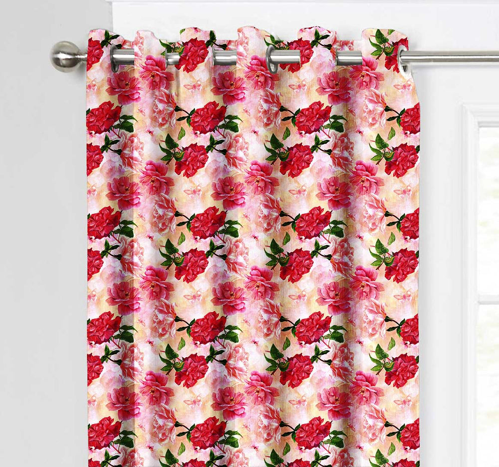 Ultimate Trends Premium Polyester Fancy Floral Curtain For Home Décor Peach and Pink Color, 1 Piece