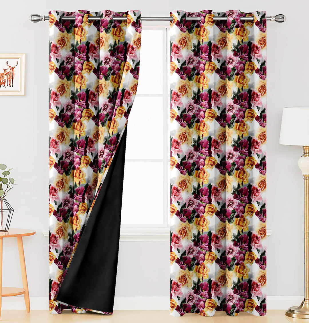 Ultimate Trends Premium Polyester Fancy Floral Curtain For Home Décor Yellow and Red Color, 1 Piece