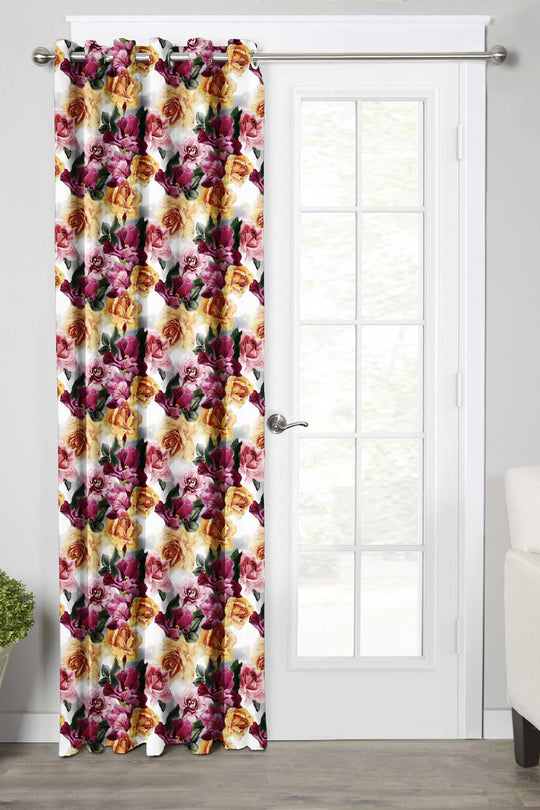 Ultimate Trends Premium Polyester Fancy Floral Curtain For Home Décor Yellow and Pink Color, 1 Piece