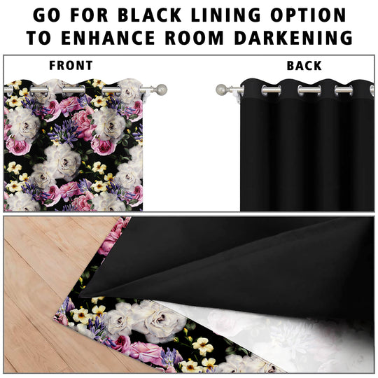 Ultimate Trends Premium Polyester Fancy Floral Curtain For Home Décor Black and Peach Color, 1 Piece