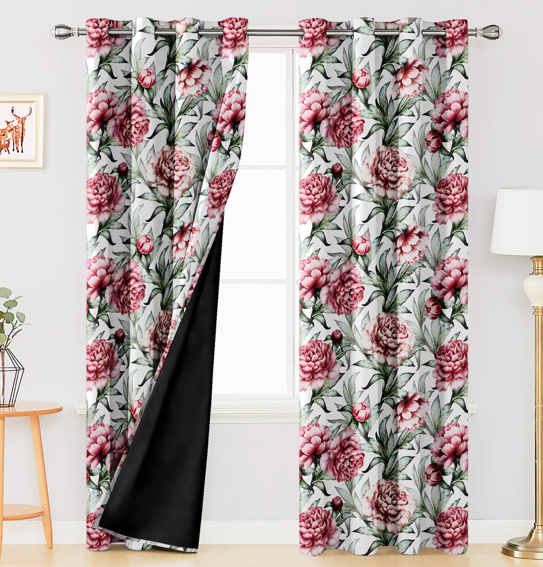 Ultimate Trends Premium Polyester Fancy Floral Curtain For Home Décor White and Peach Color, 1 Piece