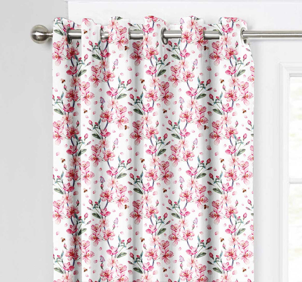 Ultimate Trends Premium Polyester Fancy Floral Curtain For Home Décor White and Peach Color, 1 Piece