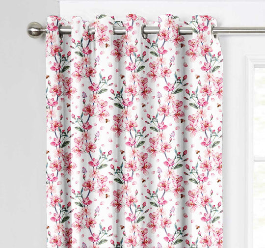 Ultimate Trends Premium Polyester Fancy Floral Curtain For Home Décor White and Pink Color, 1 Piece