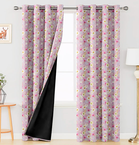 Ultimate Trends Premium Polyester Fancy Floral Curtain For Home Décor Light Pink Color, 1 Piece