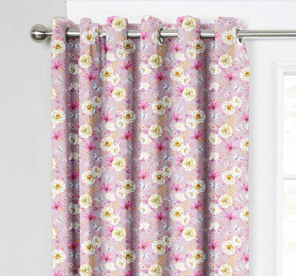 Ultimate Trends Premium Polyester Fancy Floral Curtain For Home Décor Blush Pink Color, 1 Piece