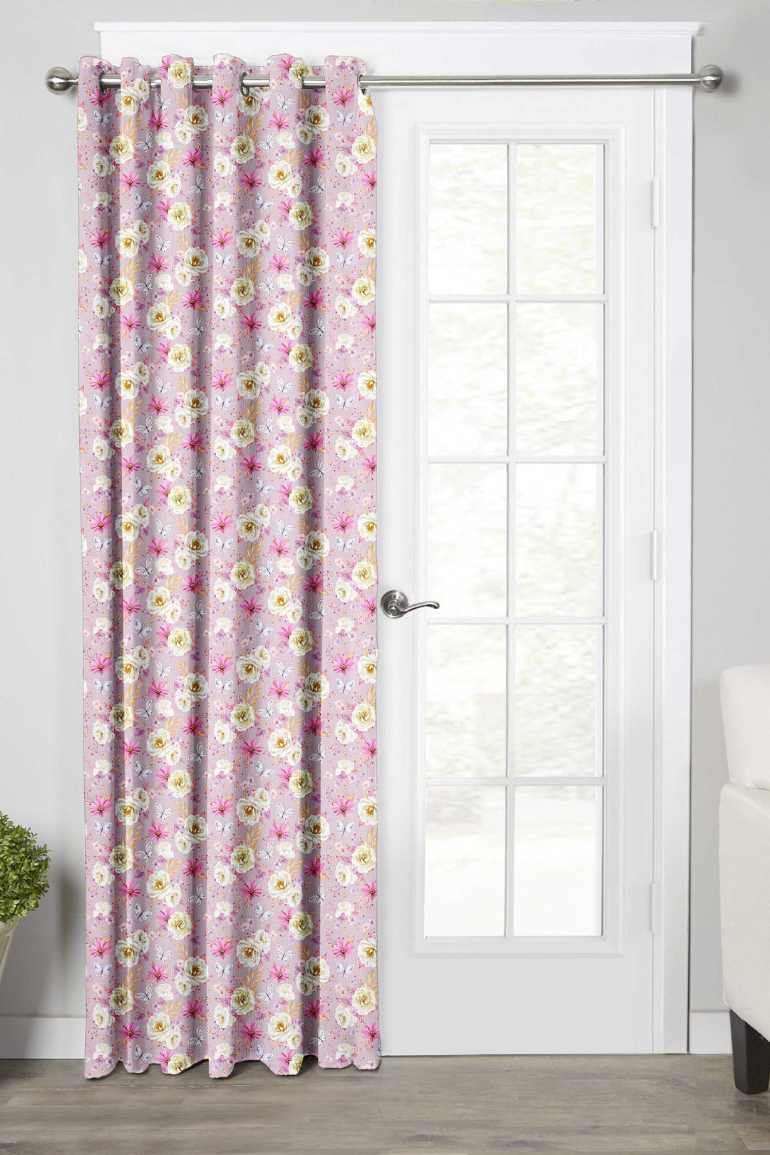 Ultimate Trends Premium Polyester Fancy Floral Curtain For Home Décor Light Pink Color, 1 Piece