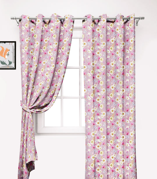 Ultimate Trends Premium Polyester Fancy Floral Curtain For Home Décor Light Pink Color, 1 Piece