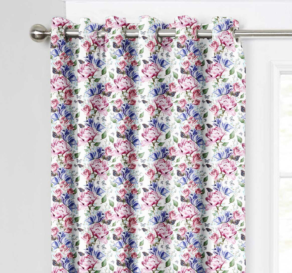 Ultimate Trends Premium Polyester Fancy Floral Curtain For Home Décor Blush Pink and Purple Color, 1 Piece