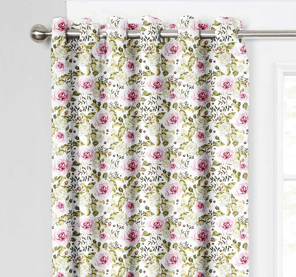 Ultimate Trends Premium Polyester Fancy Floral Curtain For Home Décor Peach and Green Color, 1 Piece