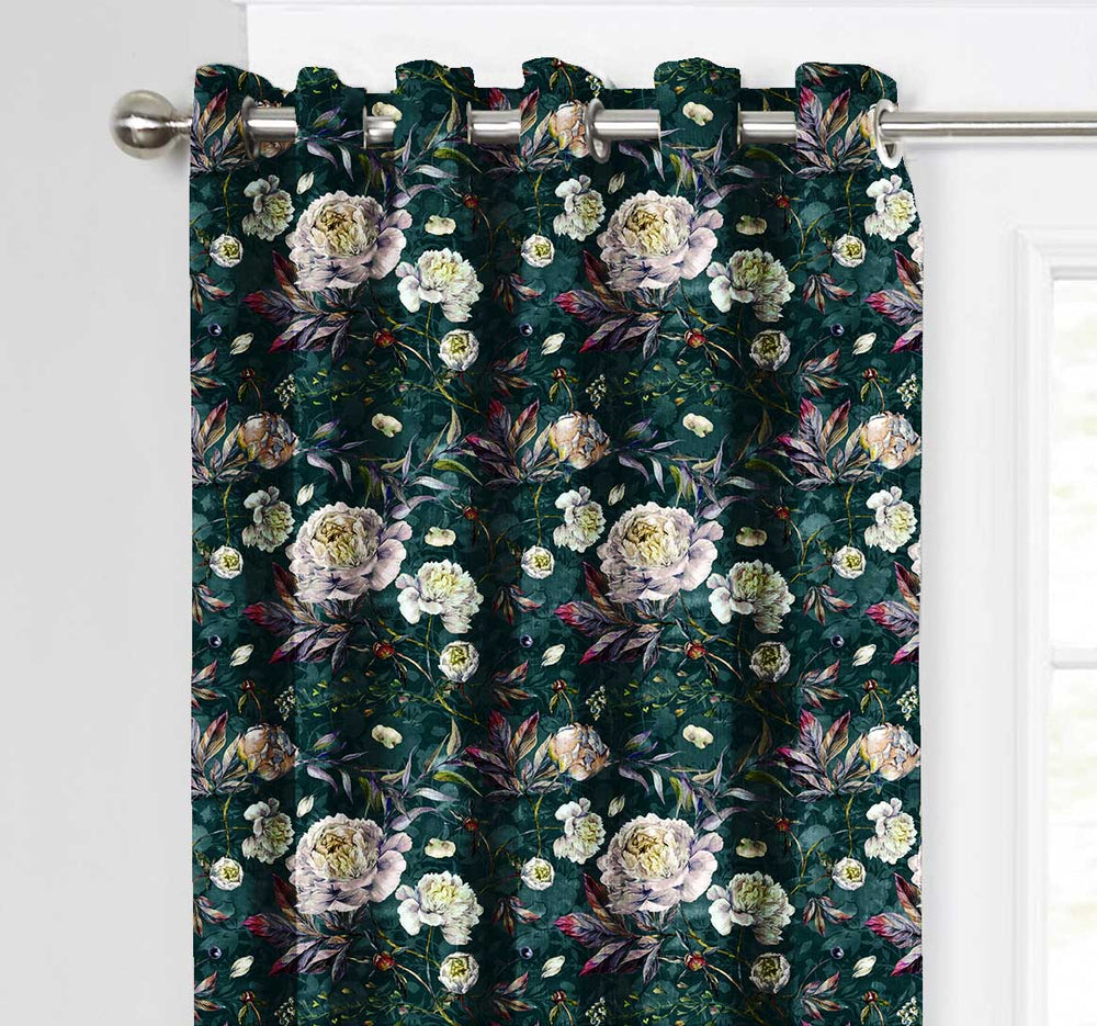 Ultimate Trends Premium Polyester Fancy Floral Curtain For Home Décor Dark Green Color, 1 Piece