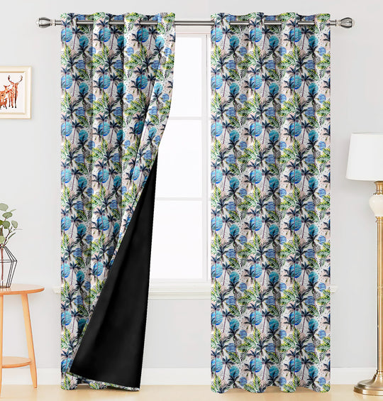 Ultimate Trends Premium Polyester Fancy Floral Curtain For Home Décor Sky Blue and Green Color, 1 Piece