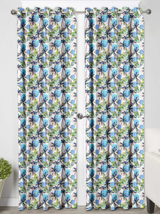 Ultimate Trends Premium Polyester Fancy Floral Curtain For Home Décor Sky Blue Color, 1 Piece