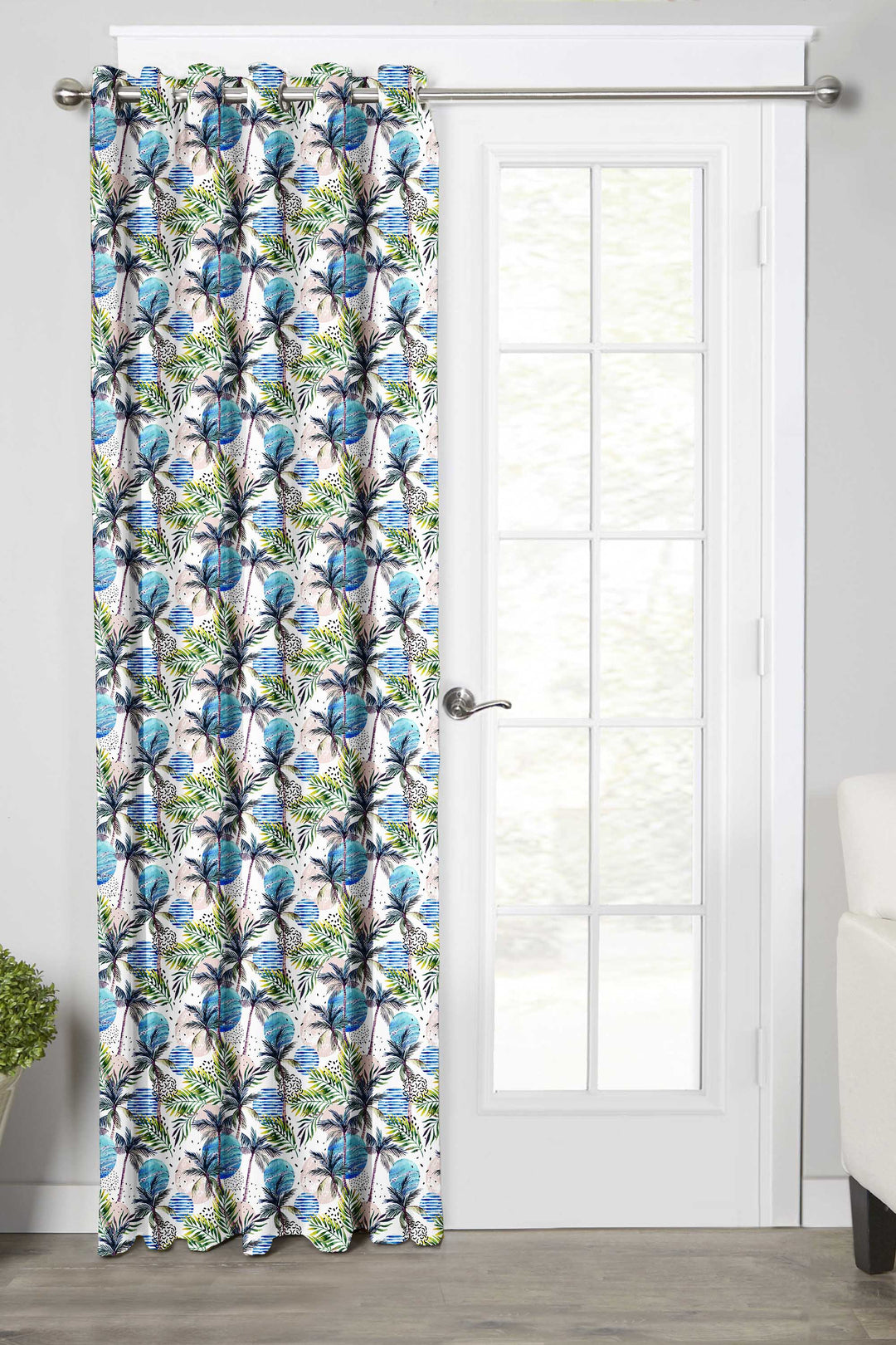 Ultimate Trends Premium Polyester Fancy Floral Curtain For Home Décor Sky Blue Color, 1 Piece